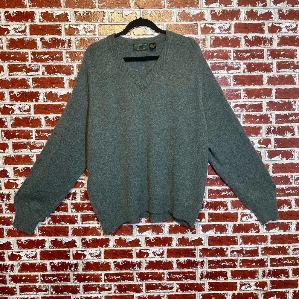 VTG Alexander Julian 100% Cashmere Sweater. XXL Gray GrandpaCore Boxy.